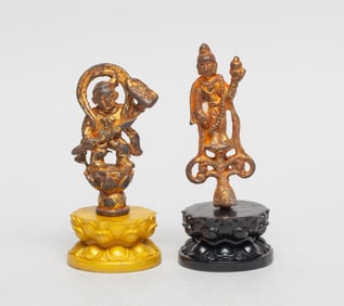 Two Chinese Gilt Bronze Buddha Sculptures