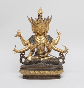 Estate Chinese Gilt Bronze Cabinet Buddha