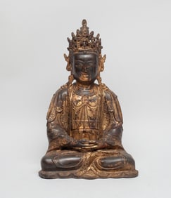 Chinese Painted Bronze Sculpture of Buddha