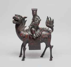 Estate Chinese Painted Bronze Sculpture