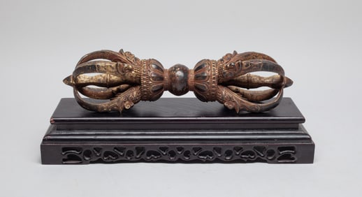 Chinese Sino-Tibetan Bronze Vajra on Stand