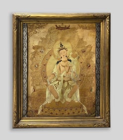 Chinese Export Embroidered Painting of Tangka