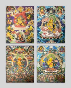 Set Vintage Chinese/Tibetan Tangka