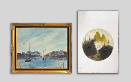 Estate Two Vintage Oil Paintings
