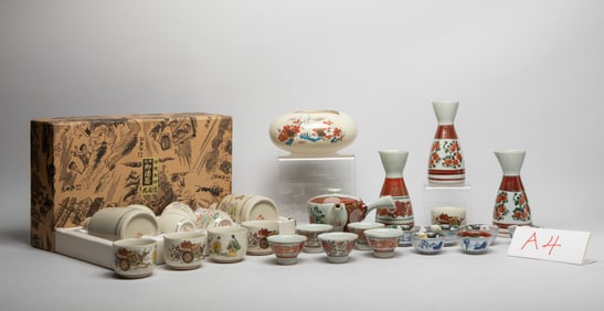 Large Set Vintage Japanese Kutani Ware Porcelains