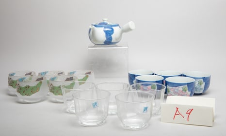 Vintage Japanese Glass, Porcelain Tea Wares