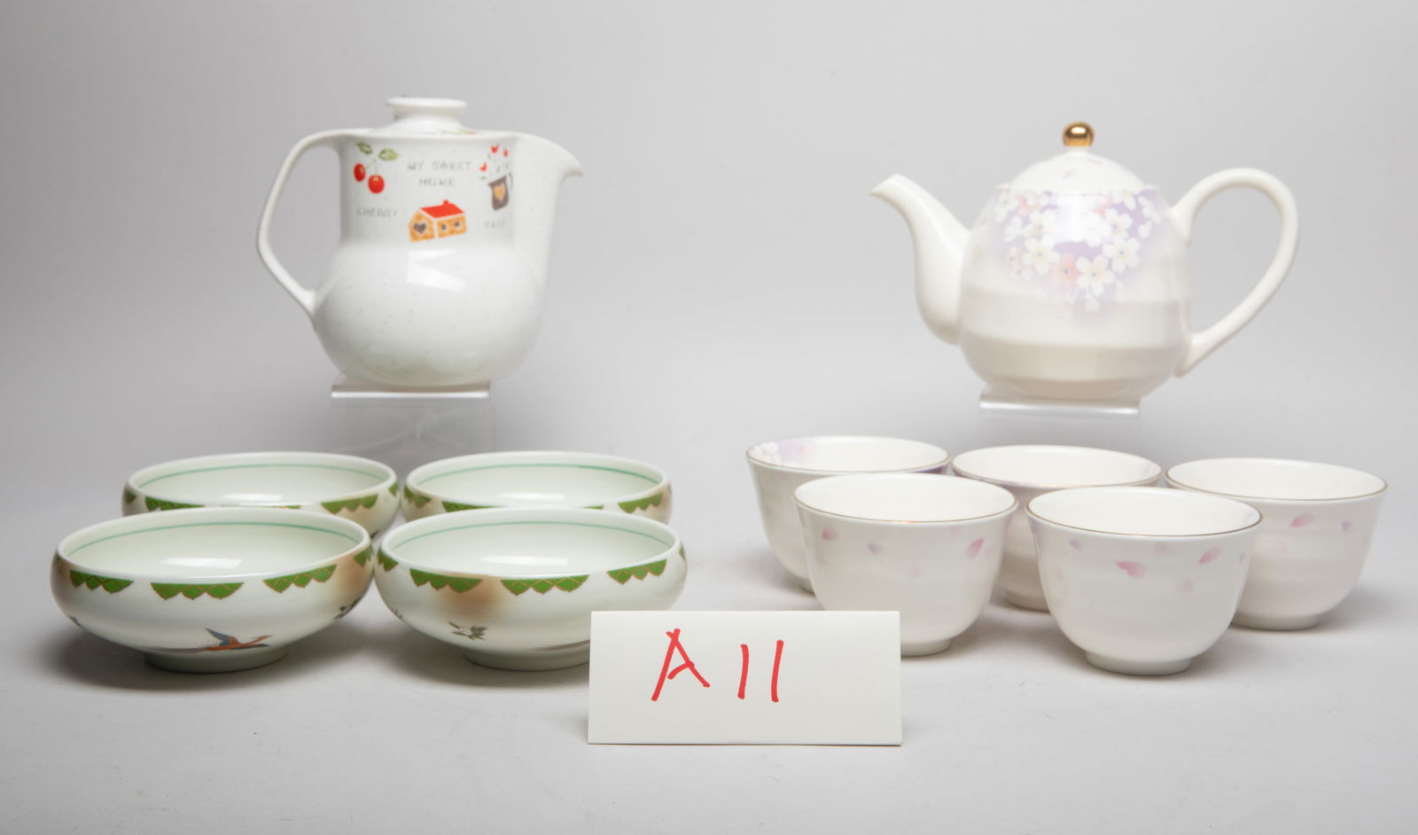 Large Set Vintage Japanese Porcelain Tea Wares: Vintage Japanese porcelain tea sets. Size varies.