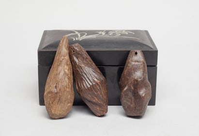 Box of Three Chinese Agarwood Toggles