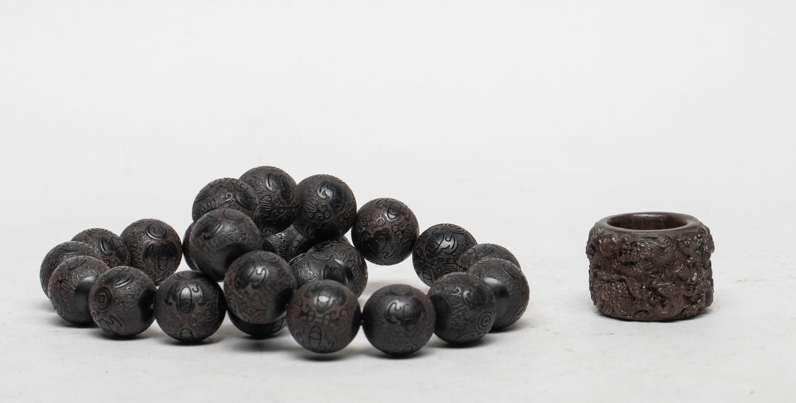 Chinese Export  Agarwood Prayer Beads, Thumb Ring (1 of 13)
