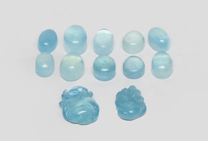 Chinese Export Cut Aquamarine Stones