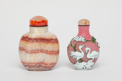Vintage Chinese Stone, Glass Snuff Bottles