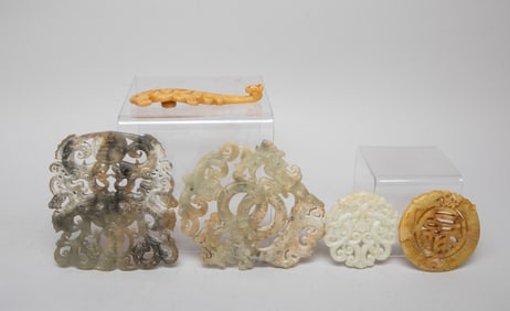 Set Chinese Export Stone Carvings