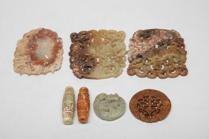 Set Chinese Export Stone Carvings