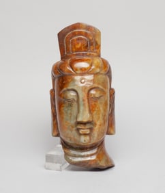 Large Chinese Jade Carved Buddha Head