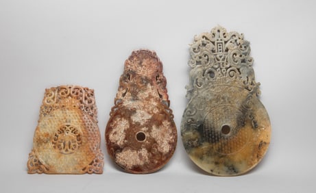 Set Chinese Export Stone Carvings