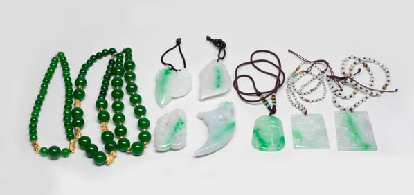 Estate Set Colored Stone Pendants, Necklaces