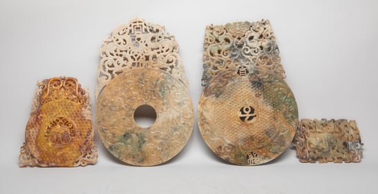 Set Chinese Export Stone Carvings