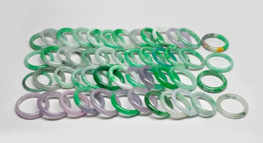 Estate Large Set Chinese Colored Stone Bangles