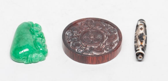 Estate Chinese Dzi Bead, Pendants