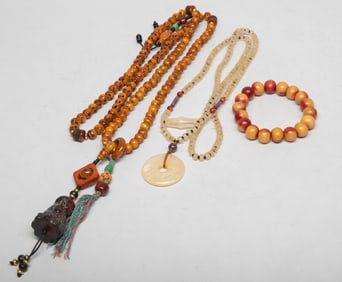 Estate Chinese Crystal Necklace, Tibetan Beads