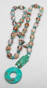 Collectible Chinese Agate Necklace w/ Pendants
