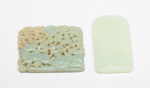 Two Chinese Export Jade Plaques