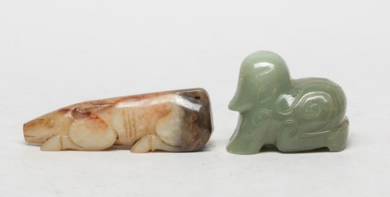 Estate Two Chinese Jade Sculptures