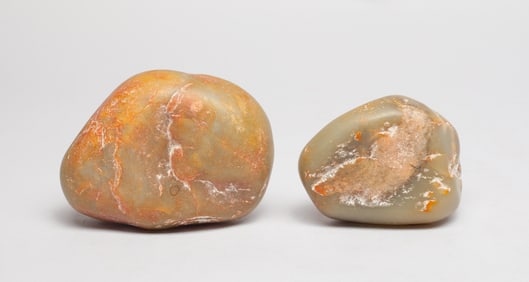 Two Chinese Russet Pebble Jade Stones
