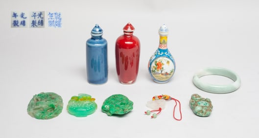 Chinese Porcelain Snuff Bottles, Stone Like Pieces