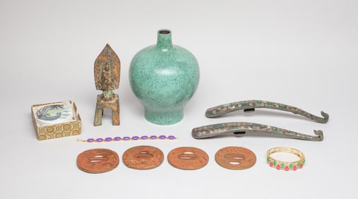 Estate Set Chinese, Japanese Bronze, Metal Pieces