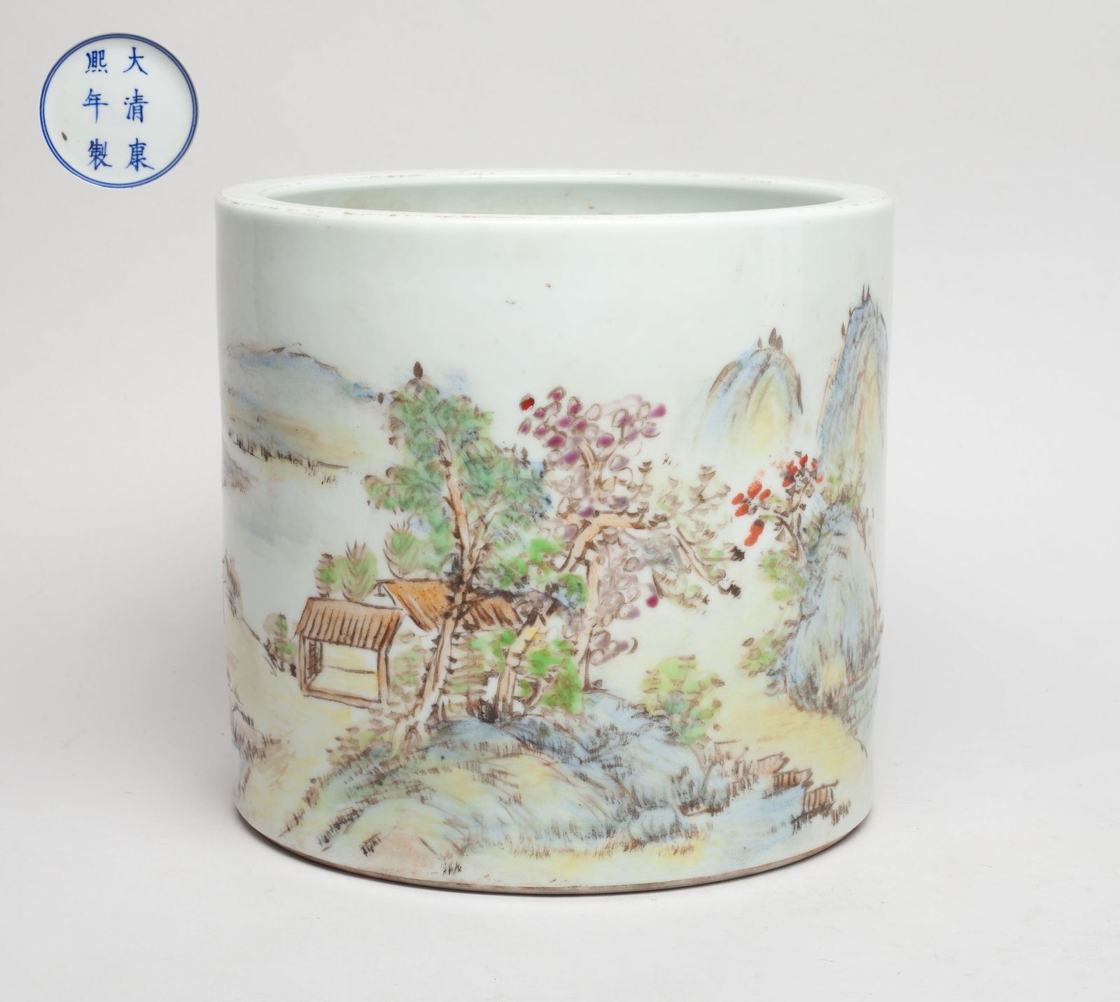 Large Chinese Famille Rose Porcelain Brush Pot (1 of 13)