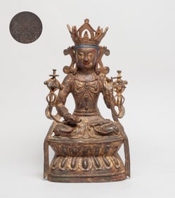 Estate Chinese Painted Bronze Buddha