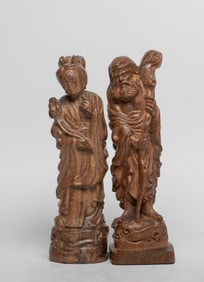 Two Chinese Export Agarwood Sculptures