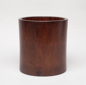 Estate Chinese Wood Carved Brush Pot