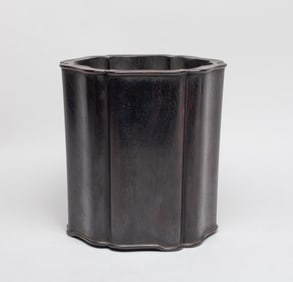 Estate Large Chinese Hardwood Brush Pot