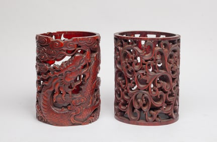 Estate Two Chinese Bamboo Brush Pots