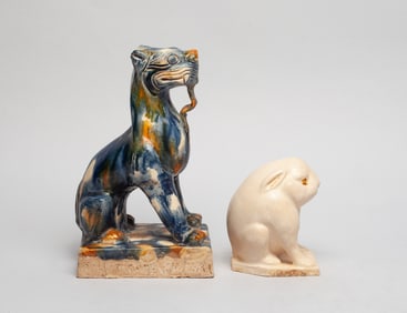 Two Chinese Porcelain/ Stoneware Sculptures