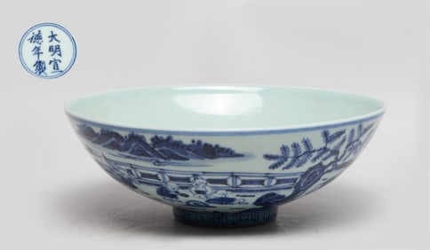 Chinese Export Blue & White Porcelain Bowl