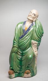 Tall Chinese Vintage Stoneware Figure of Luohan