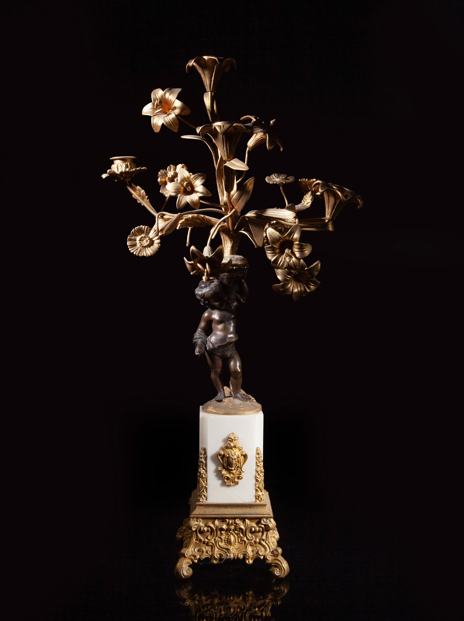 1900s France Gilt Bronze, Marble Candelabra (1 of 18)