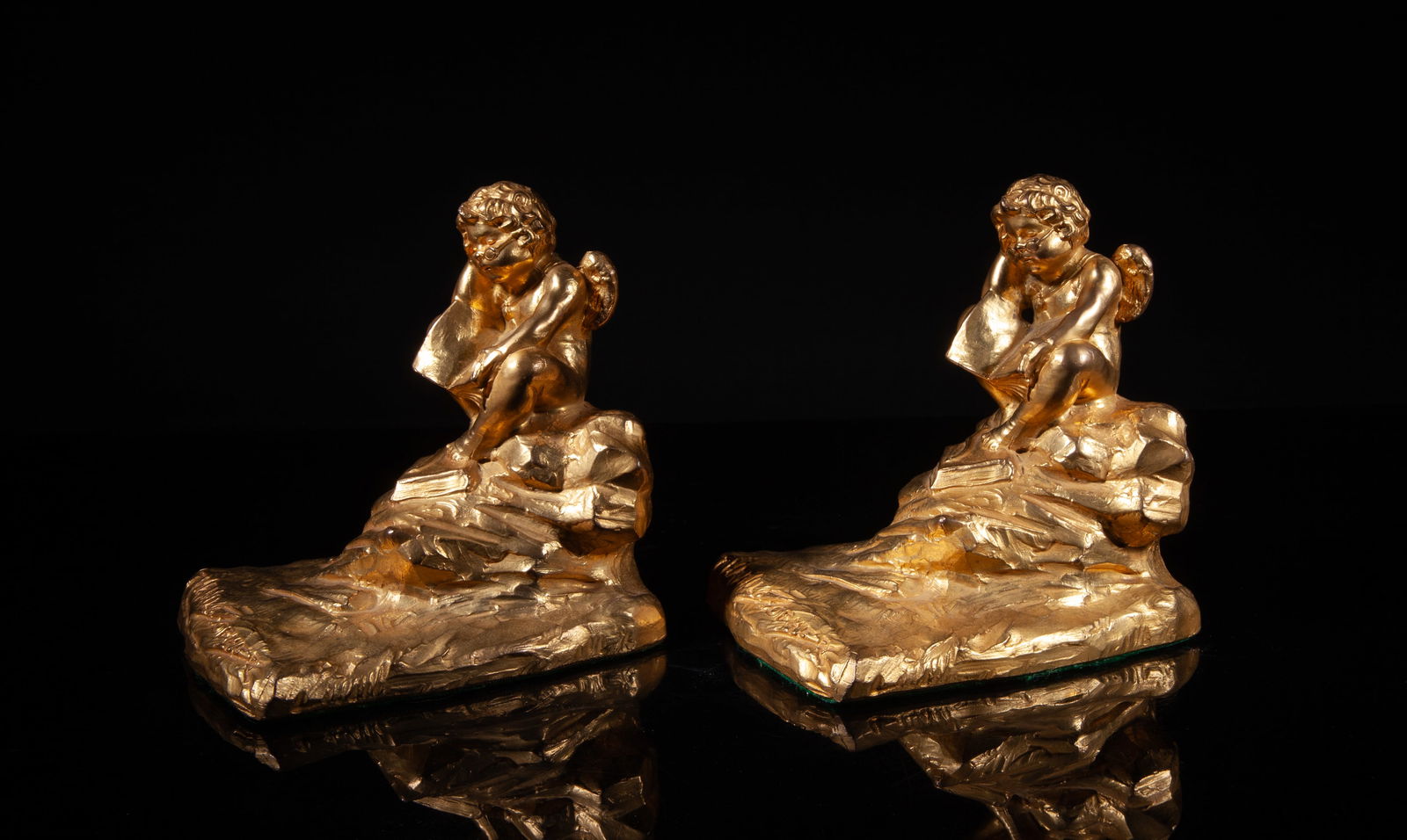 Two Gilt Bronze Sculptures Bookends, Early 1900s (1 of 10)