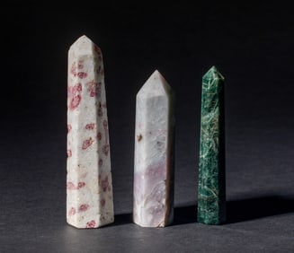 Three Tourmaline Carved Obelisks