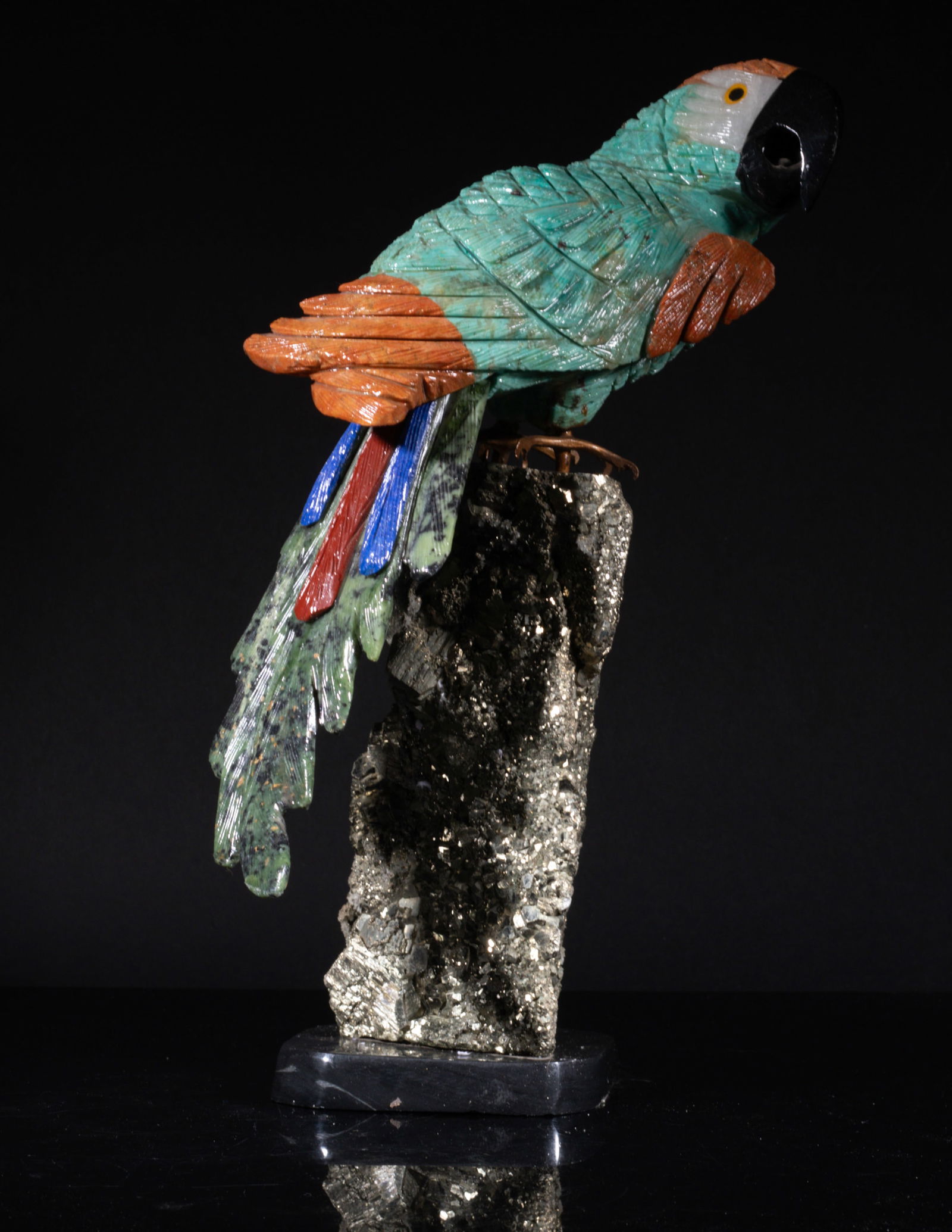 Tall Vintage Gemstone Carved Sculpture Parrot (1 of 13)