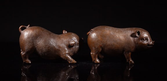 Two Vintage Bronze Table Sculptures
