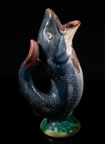 Antique Early 1900s Majolica Fish Pitcher