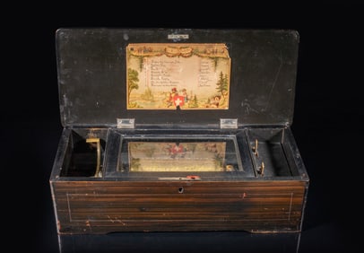 Antique Oak Wood Music Box