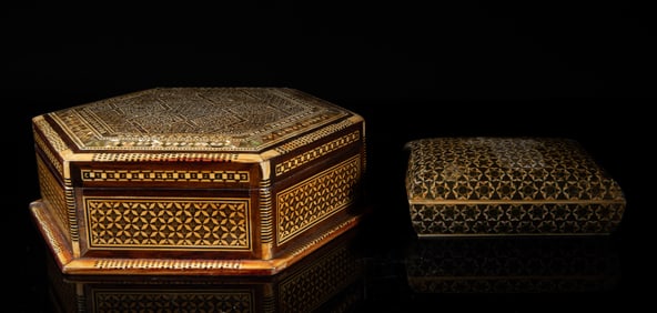 Two Egyptian Inlaid Jewelry Collected Boxes