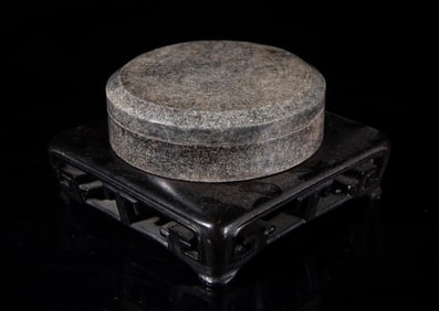 Chinese Burnt Jade Box on Wood Stand