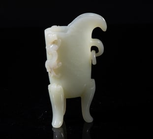 Estate Chinese White Jade Cabinet Vase