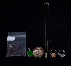 Chinese Jade, Stone, Sterling Jewelry Sets